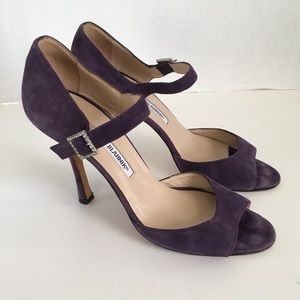 Manolo Blahnik Purple Open Toe Heels